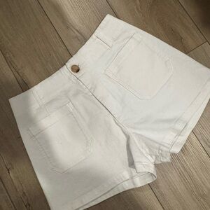 Maeve Anthropologie White High-Rise Denim Shorts